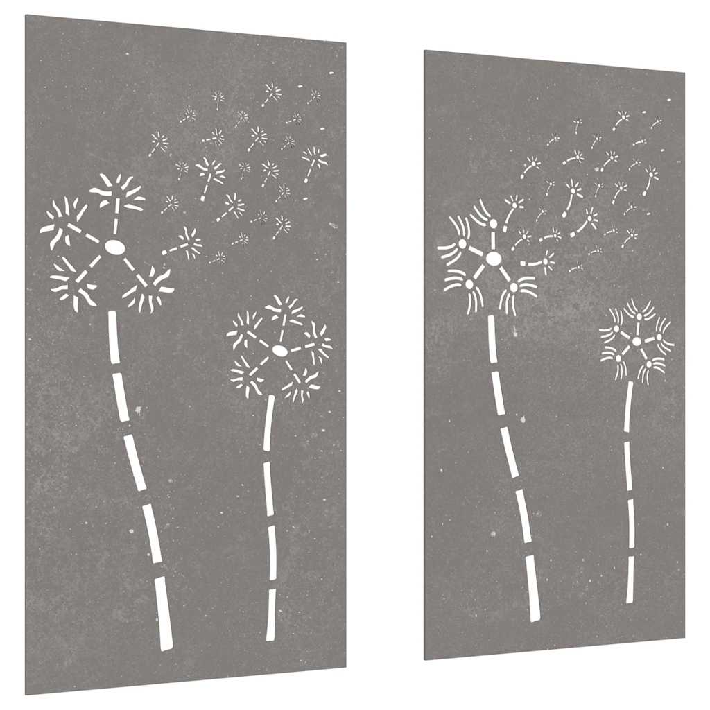 824489 vidaXL Garden Wall Decorations 2pcs 105x55cm Corten Steel Flower Design