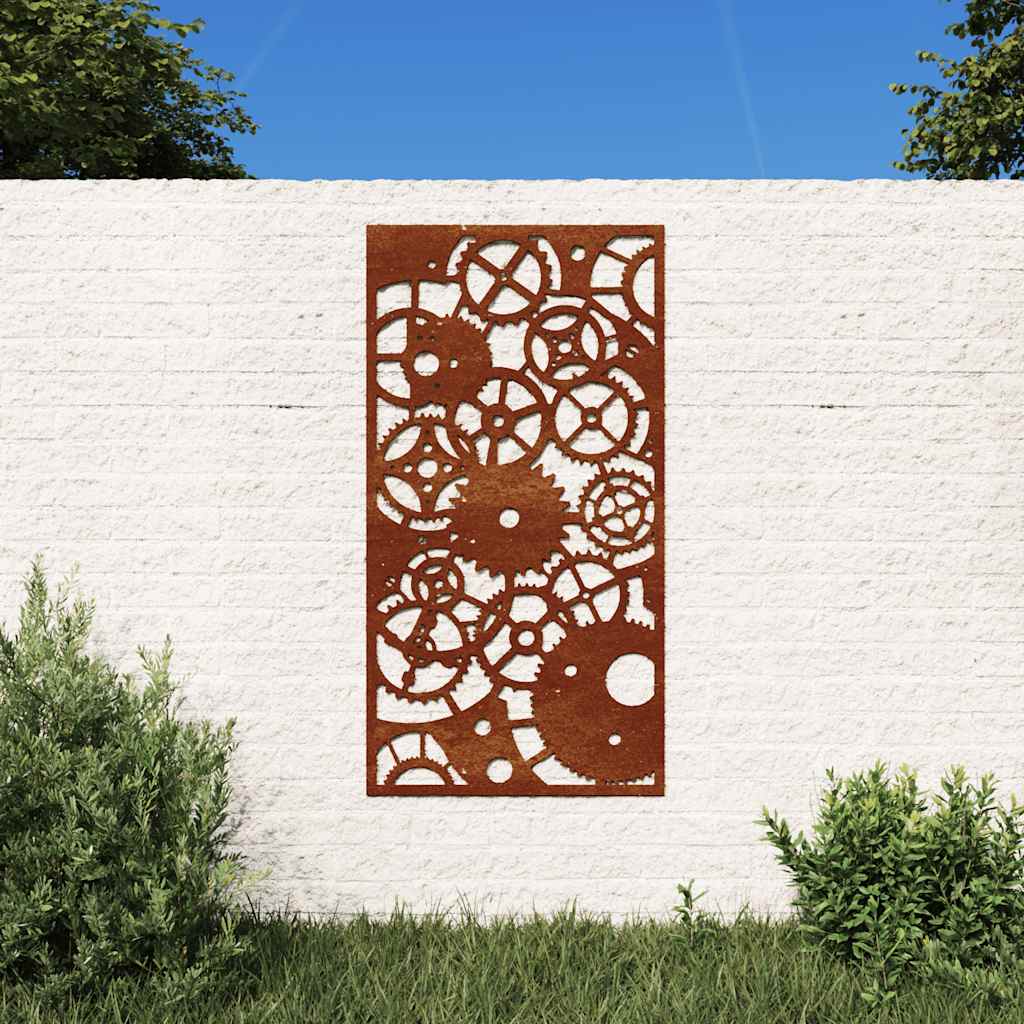 Garden Wall Decoration 105x55 cm Corten Steel Gear Wheel Design
