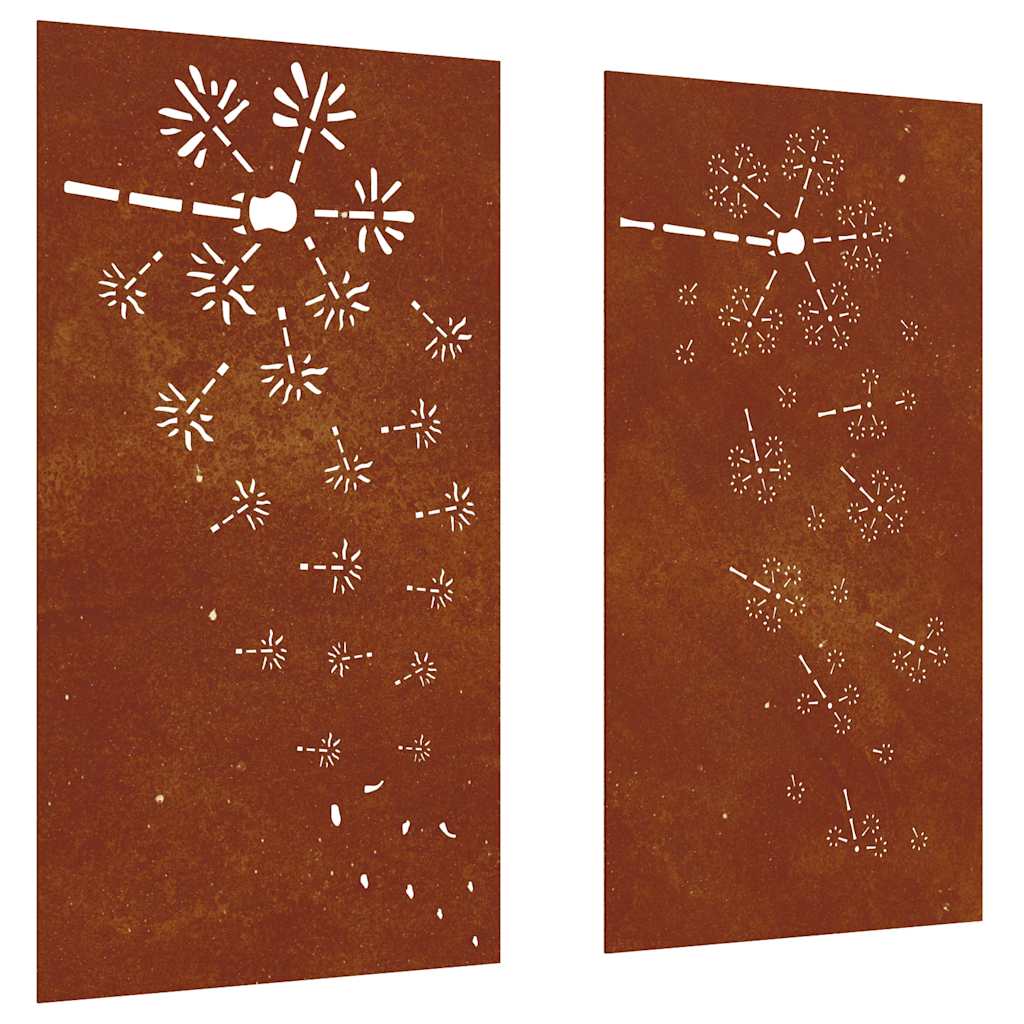 824495 vidaXL Garden Wall Decorations 2pcs 105x55cm Corten Steel Flower Design