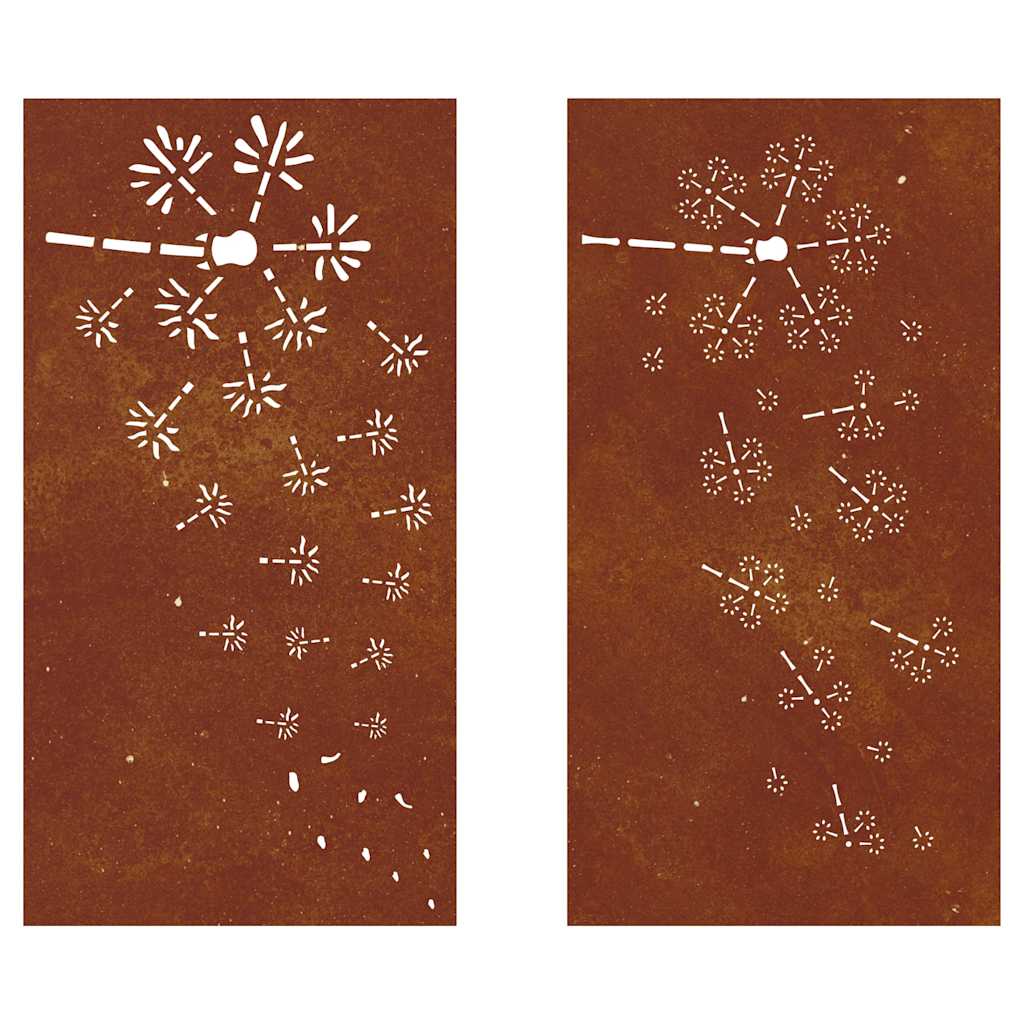824495 vidaXL Garden Wall Decorations 2pcs 105x55cm Corten Steel Flower Design