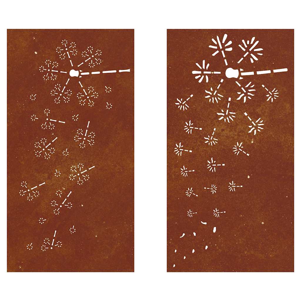824495 vidaXL Garden Wall Decorations 2pcs 105x55cm Corten Steel Flower Design
