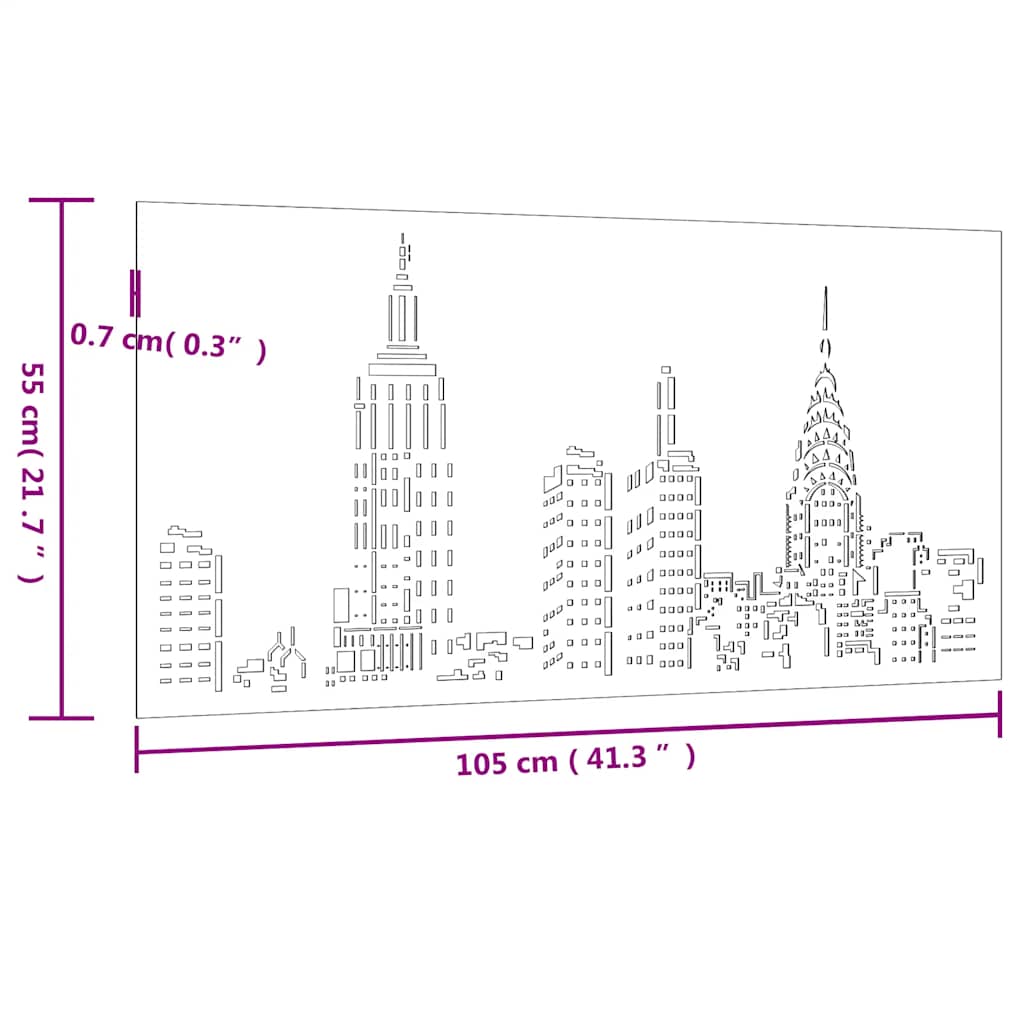 Garden Wall Decoration 105x55 cm Corten Steel Skyline Design