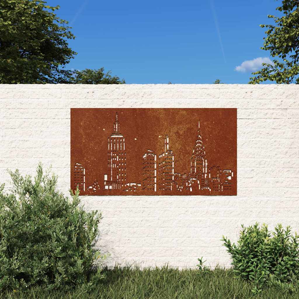Garden Wall Decoration 105x55 cm Corten Steel Skyline Design
