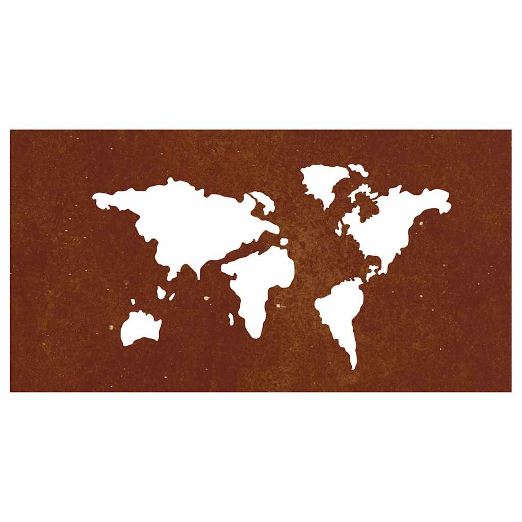 Garden Wall Decoration 105x55 cm Corten Steel World Map Design