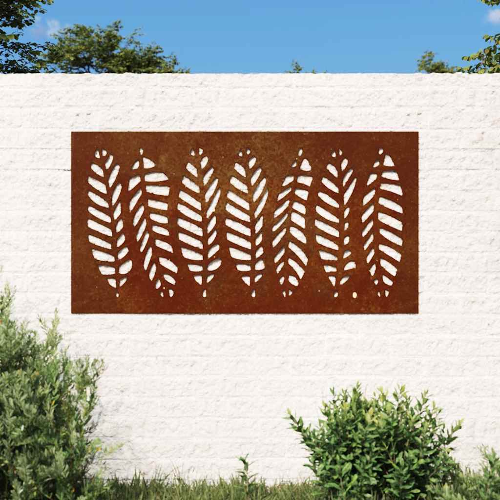 Garden Wall Decoration 105x55 cm Corten Steel Leaf Design