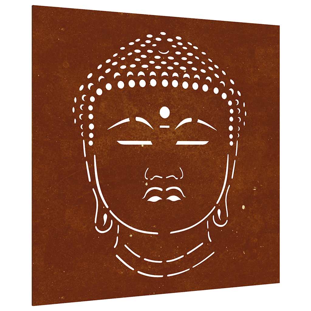 824504 vidaXL Garden Wall Decoration 55x55 cm Corten Steel Buddha Head Design