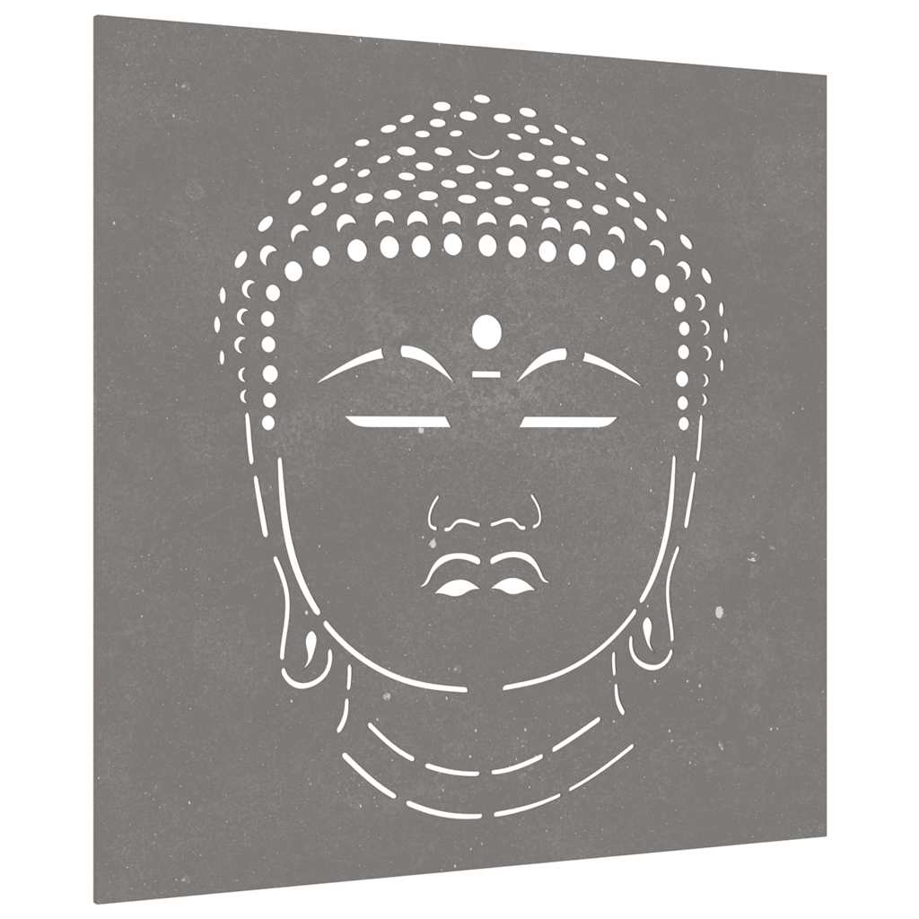 824504 vidaXL Garden Wall Decoration 55x55 cm Corten Steel Buddha Head Design