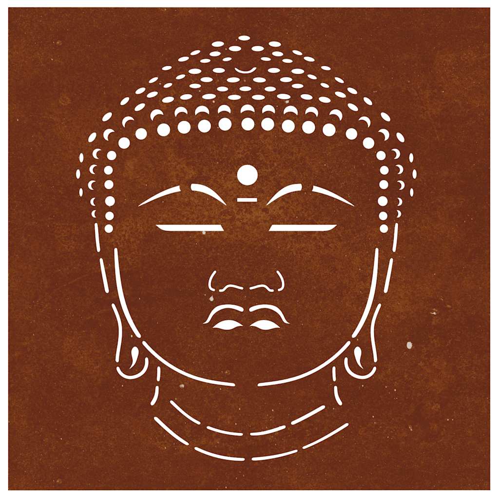 824504 vidaXL Garden Wall Decoration 55x55 cm Corten Steel Buddha Head Design