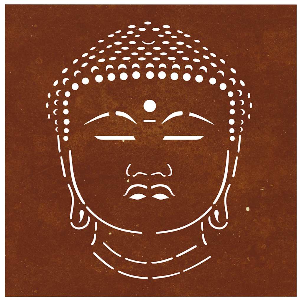 824504 vidaXL Garden Wall Decoration 55x55 cm Corten Steel Buddha Head Design