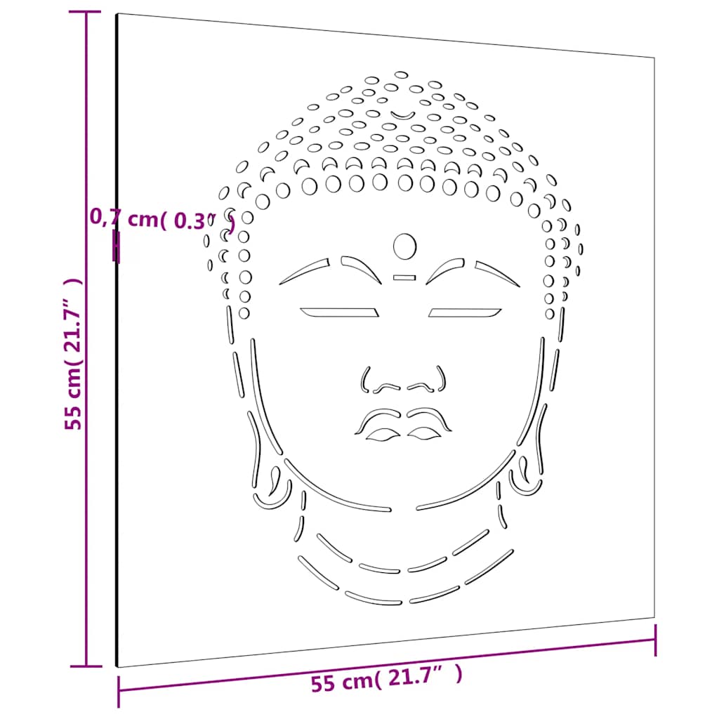 824504 vidaXL Garden Wall Decoration 55x55 cm Corten Steel Buddha Head Design