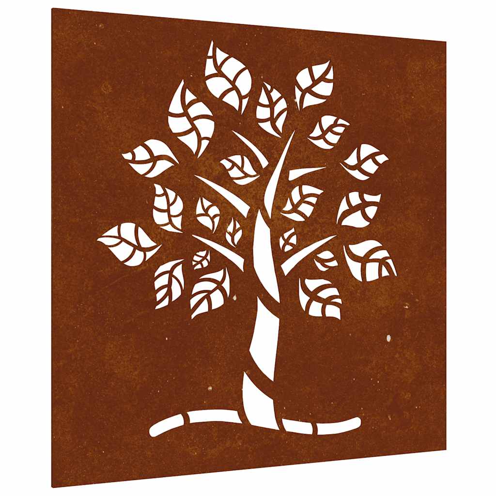 824505 vidaXL Garden Wall Decoration 55x55 cm Corten Steel Tree Design