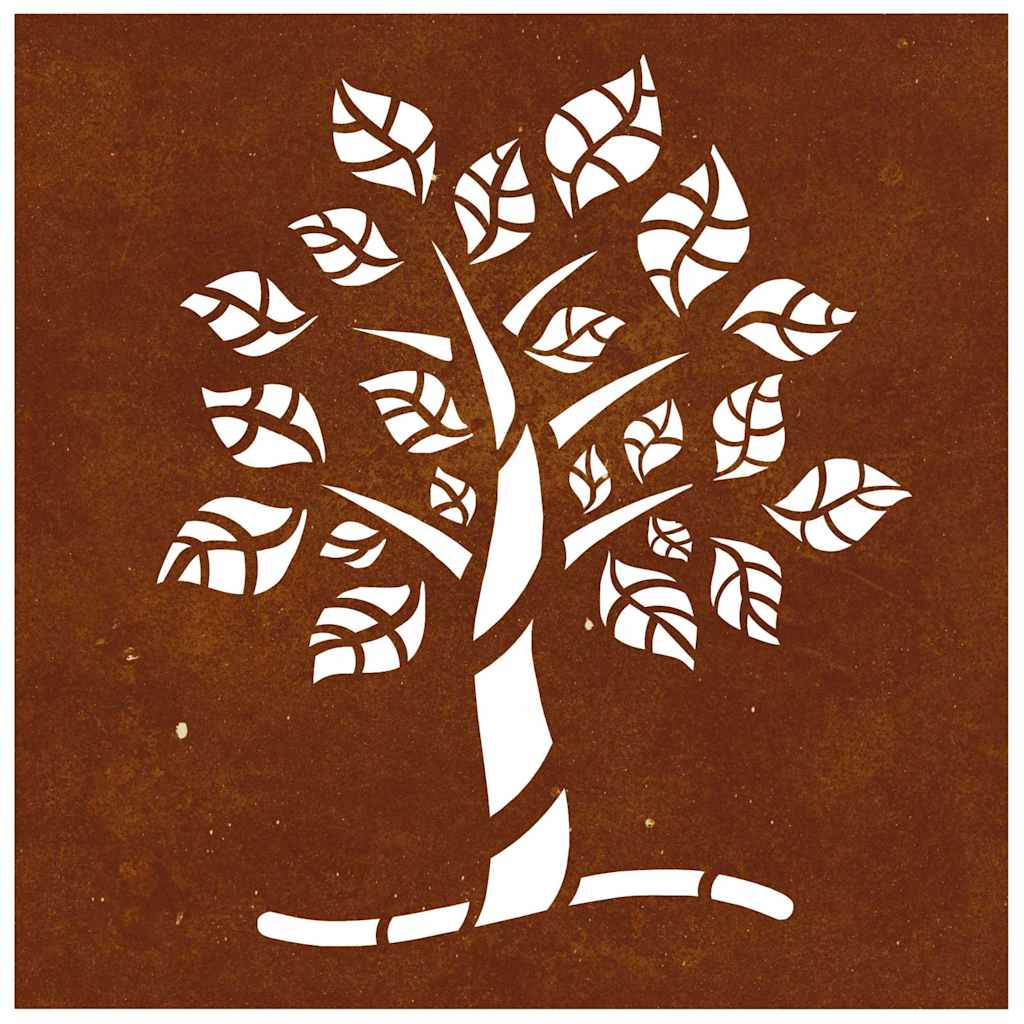 824505 vidaXL Garden Wall Decoration 55x55 cm Corten Steel Tree Design