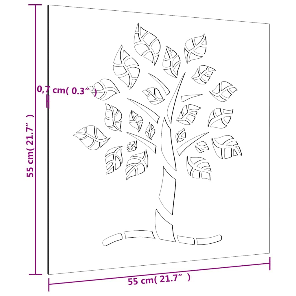 824505 vidaXL Garden Wall Decoration 55x55 cm Corten Steel Tree Design