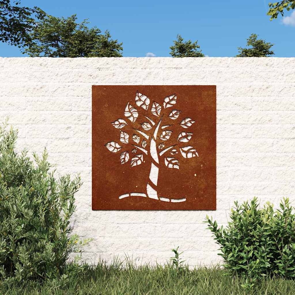 824505 vidaXL Garden Wall Decoration 55x55 cm Corten Steel Tree Design