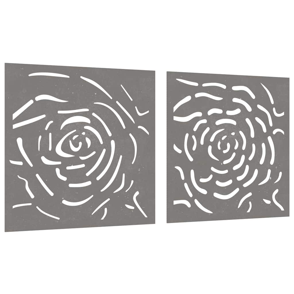 824507 vidaXL Garden Wall Decorations 2 pcs 55x55 cm Corten Steel Rose Design