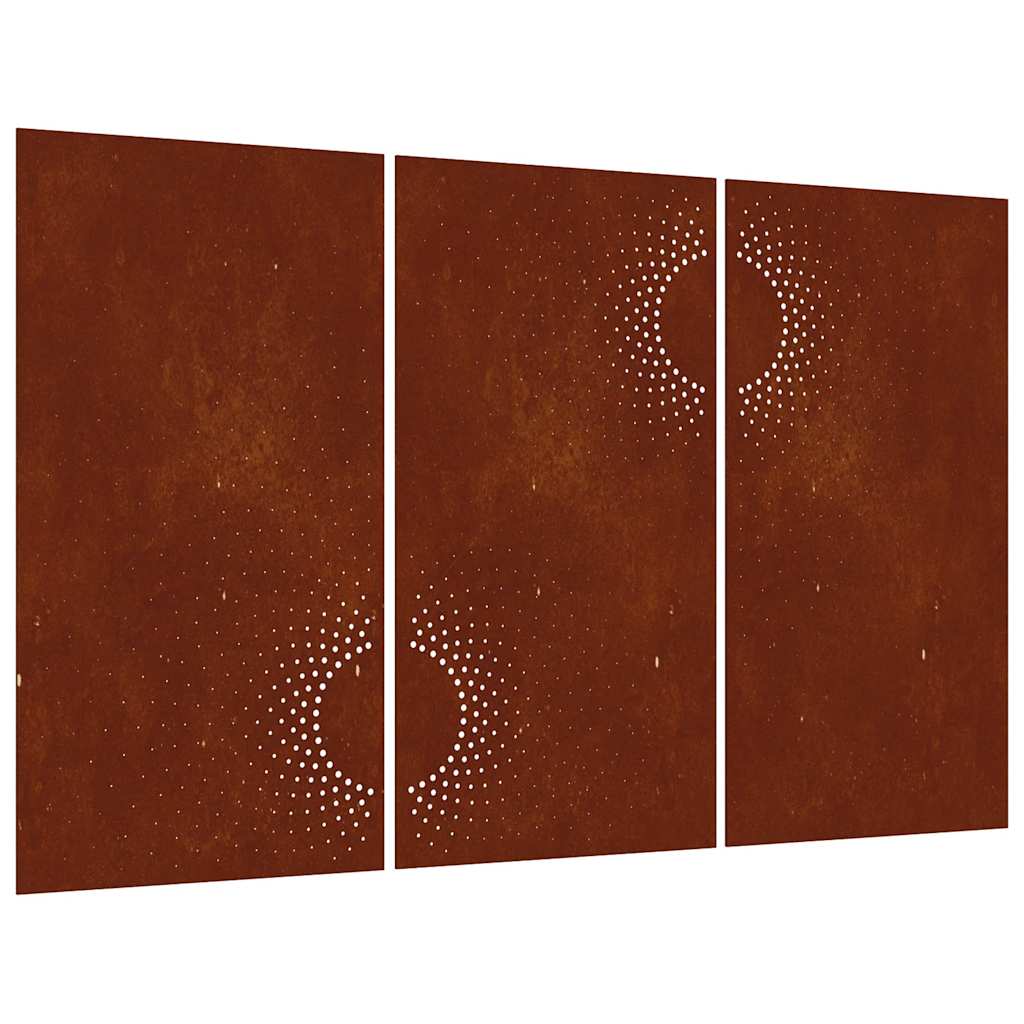 824512 vidaXL Garden Wall Decorations 3 pcs 105x55 cm Corten Steel Sun Design