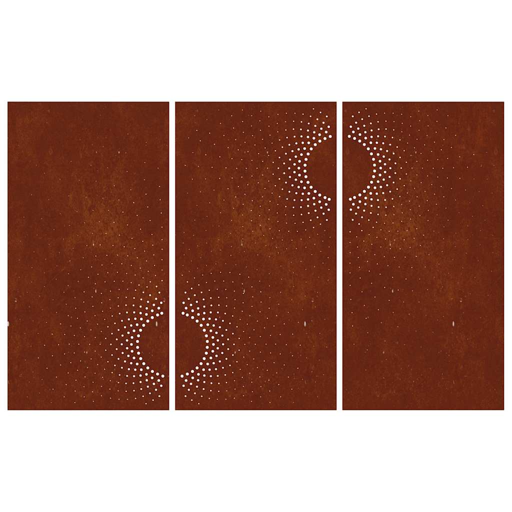 824512 vidaXL Garden Wall Decorations 3 pcs 105x55 cm Corten Steel Sun Design