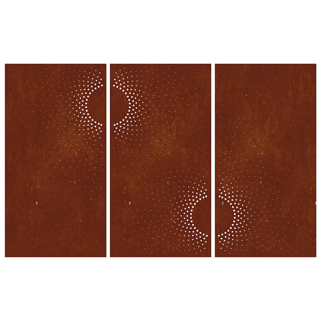824512 vidaXL Garden Wall Decorations 3 pcs 105x55 cm Corten Steel Sun Design