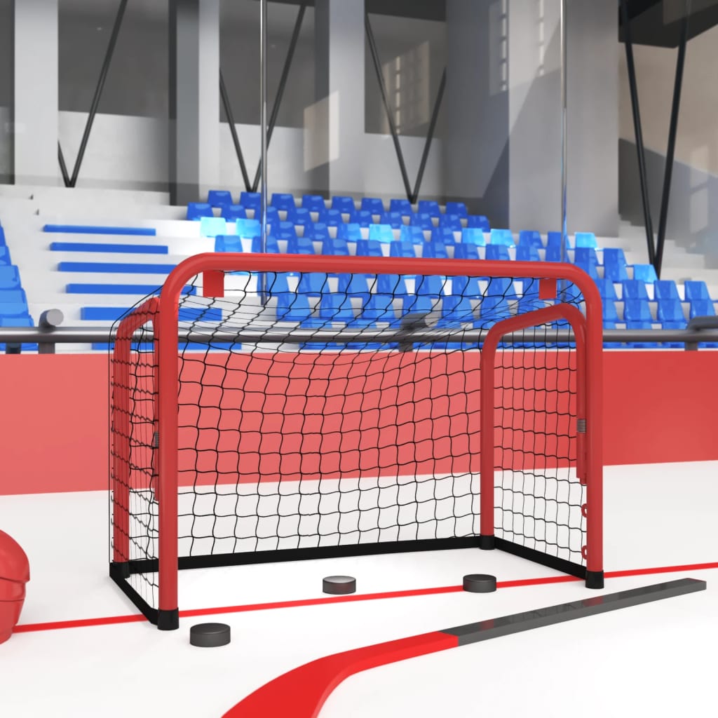 vidaXL Hockey Goal with Net Red&Black 68x32x47 cm Steel&Polyester