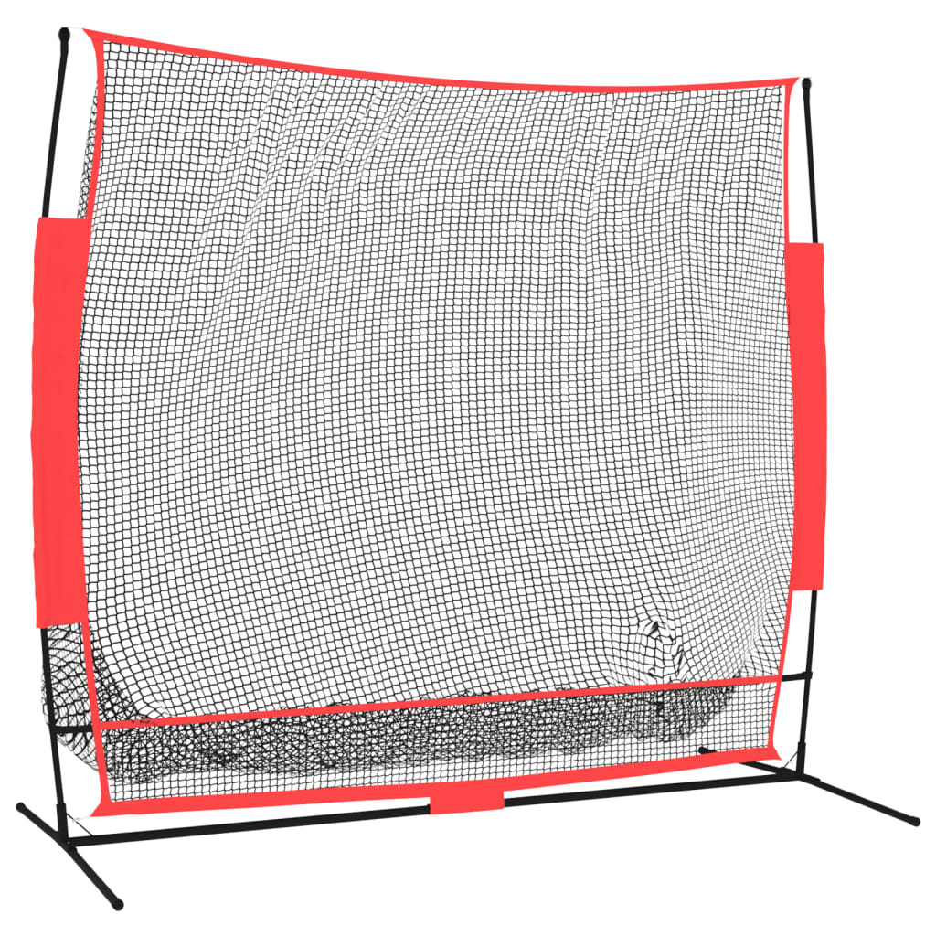vidaXL Portable Baseball Net Black and Red 215x107x216 cm Polyester