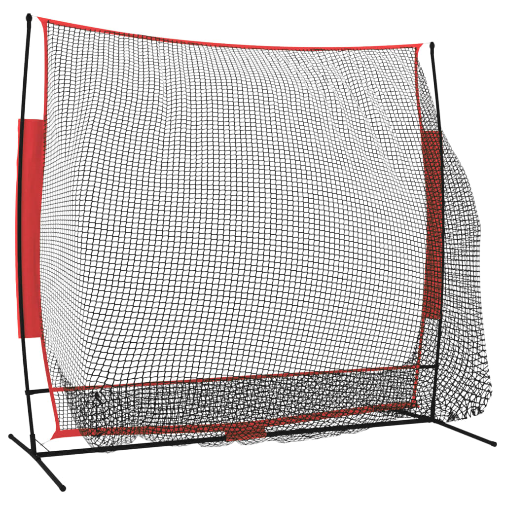 vidaXL Portable Baseball Net Black and Red 215x107x216 cm Polyester