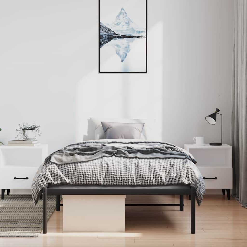 Metal Bed Frame without Mattress Black 100x190cm