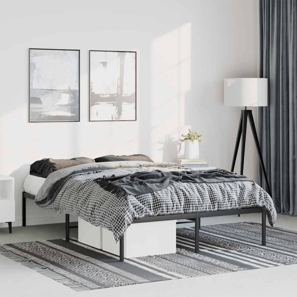 Metal Bed Frame without Mattress Black 135x190cm