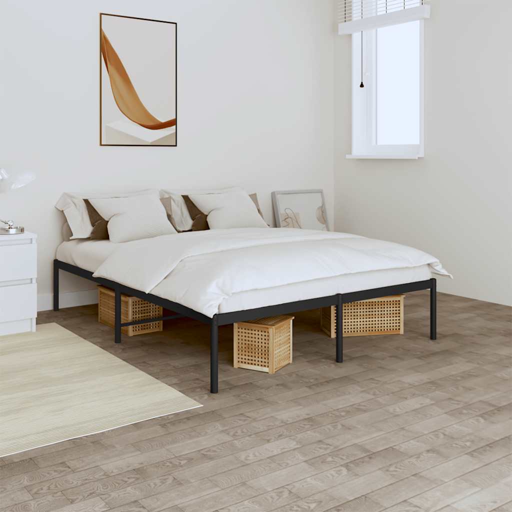 Metal Bed Frame without Mattress Black 140x190cm