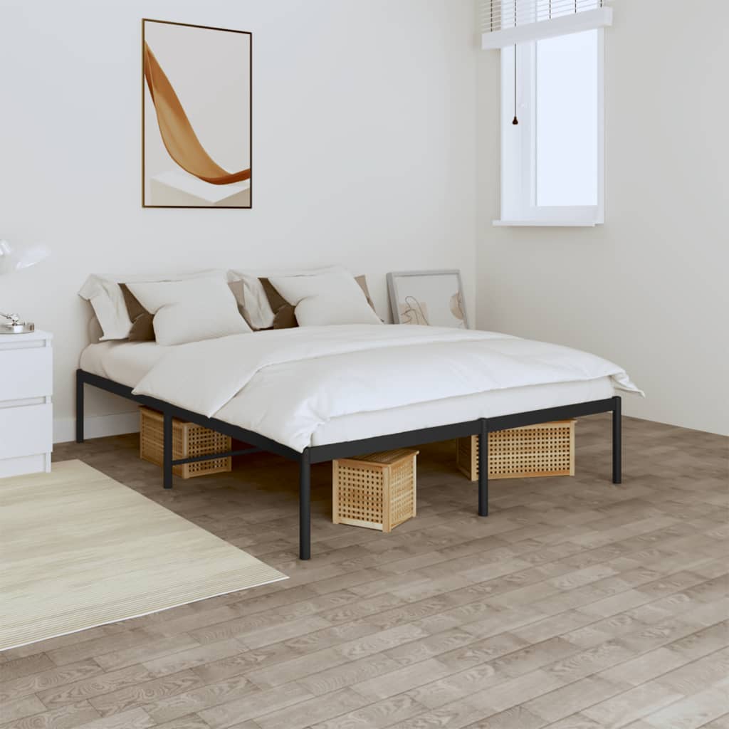 Metal Bed Frame without Mattress Black 150x200cm