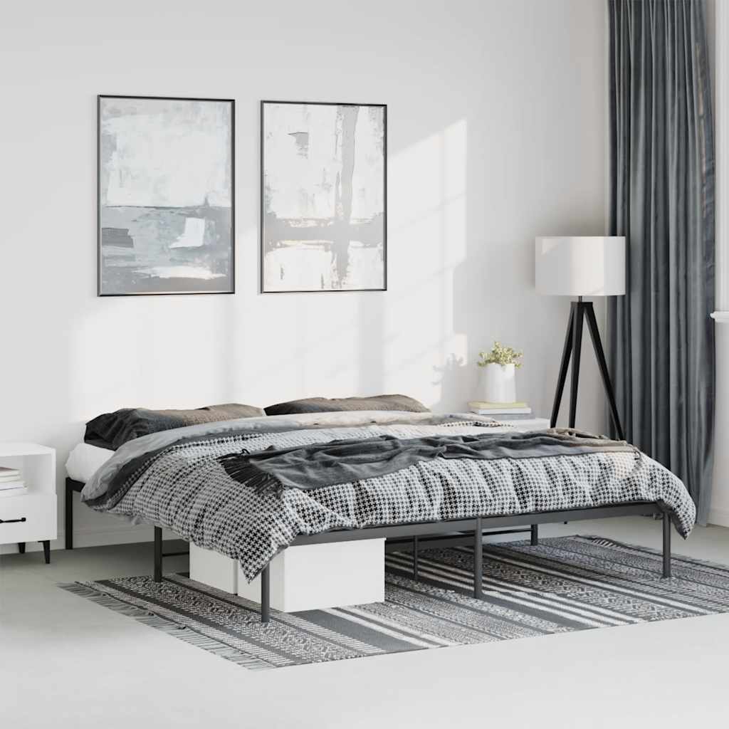 Metal Bed Frame without Mattress Black 183x213cm