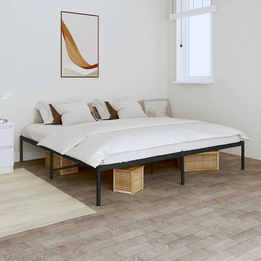 Metal Bed Frame without Mattress Black 200x200cm