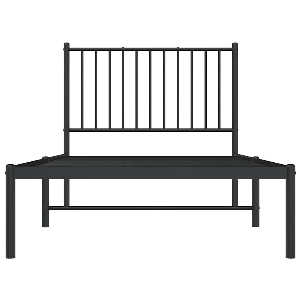 Metal Bed Frame without Mattress with Headboard Black 90x190cm
