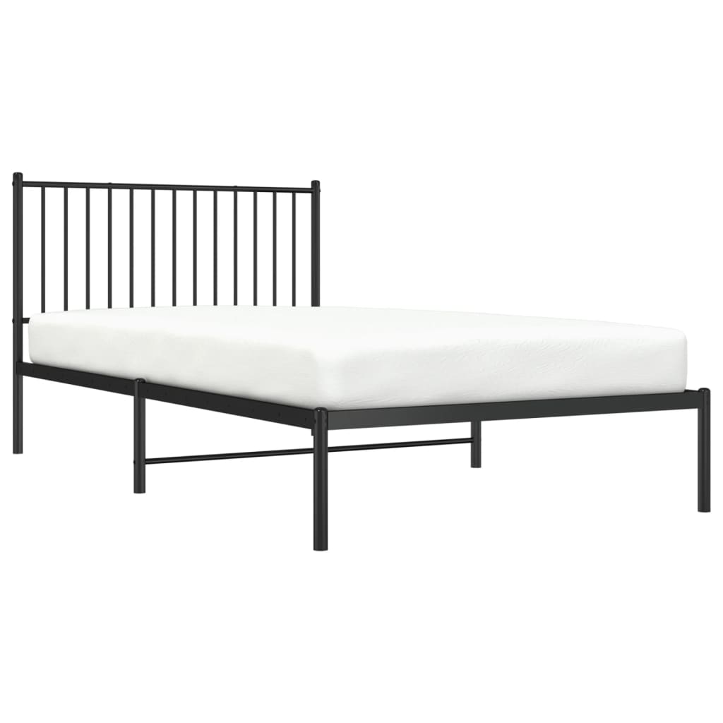 vidaXL Metal Bed Frame without Mattress with Headboard Black 107x203cm