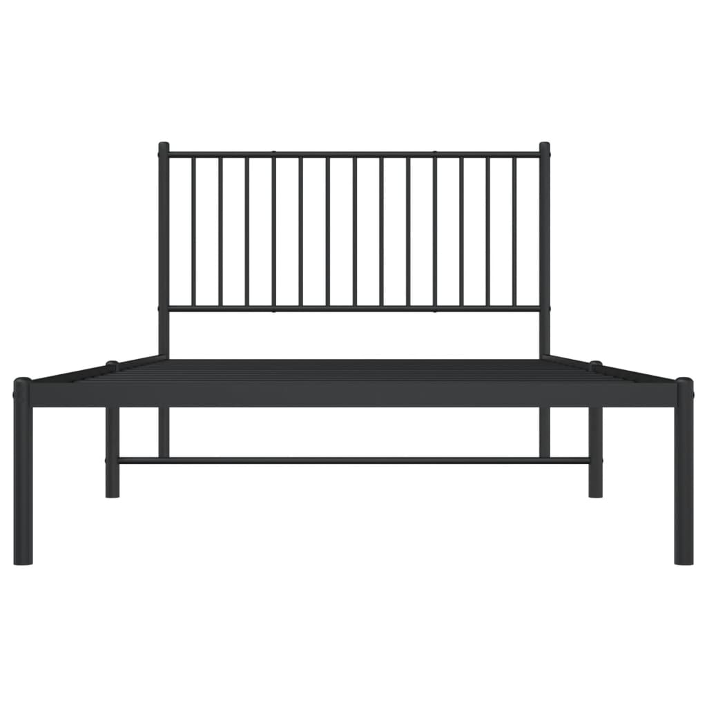 vidaXL Metal Bed Frame without Mattress with Headboard Black 107x203cm