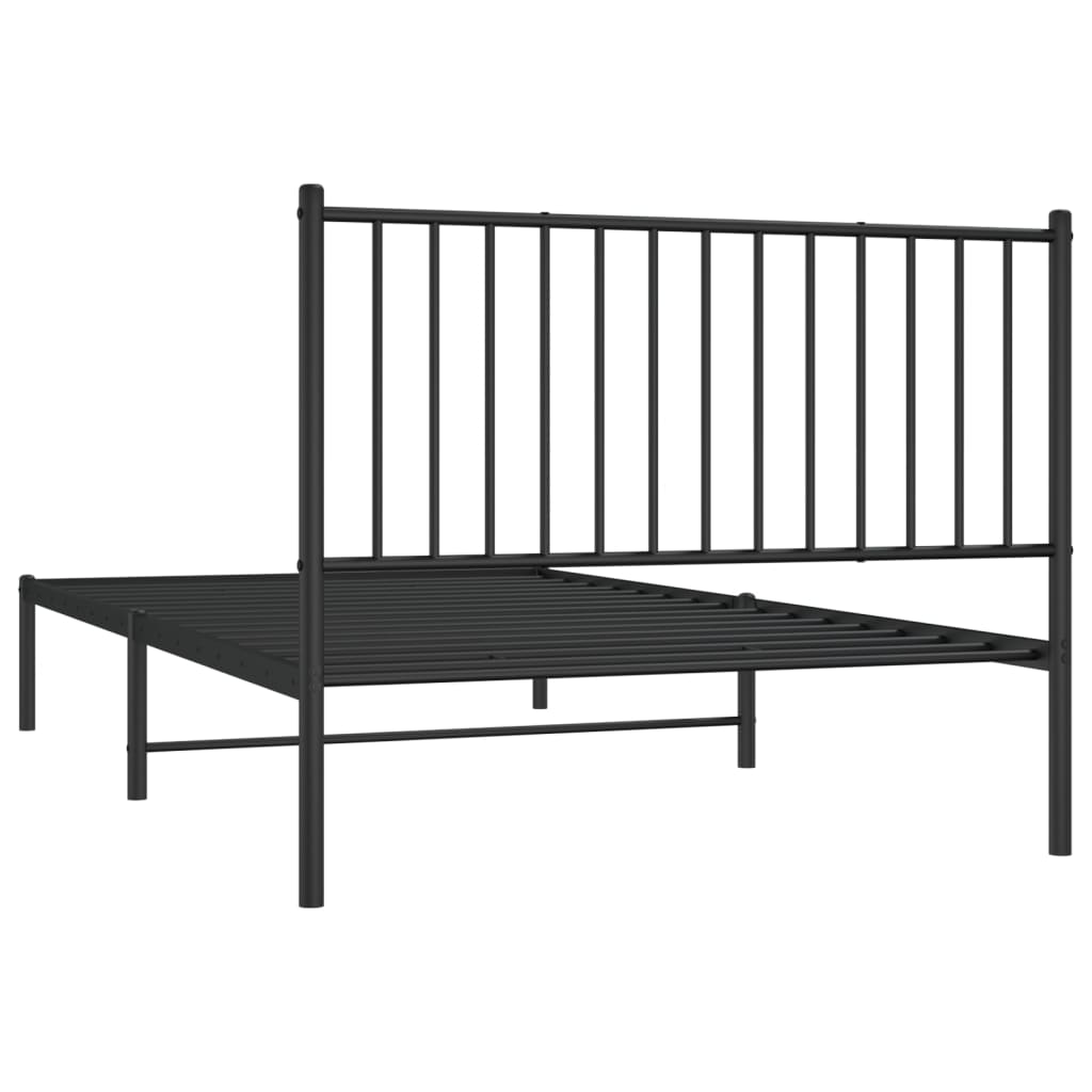 vidaXL Metal Bed Frame without Mattress with Headboard Black 107x203cm