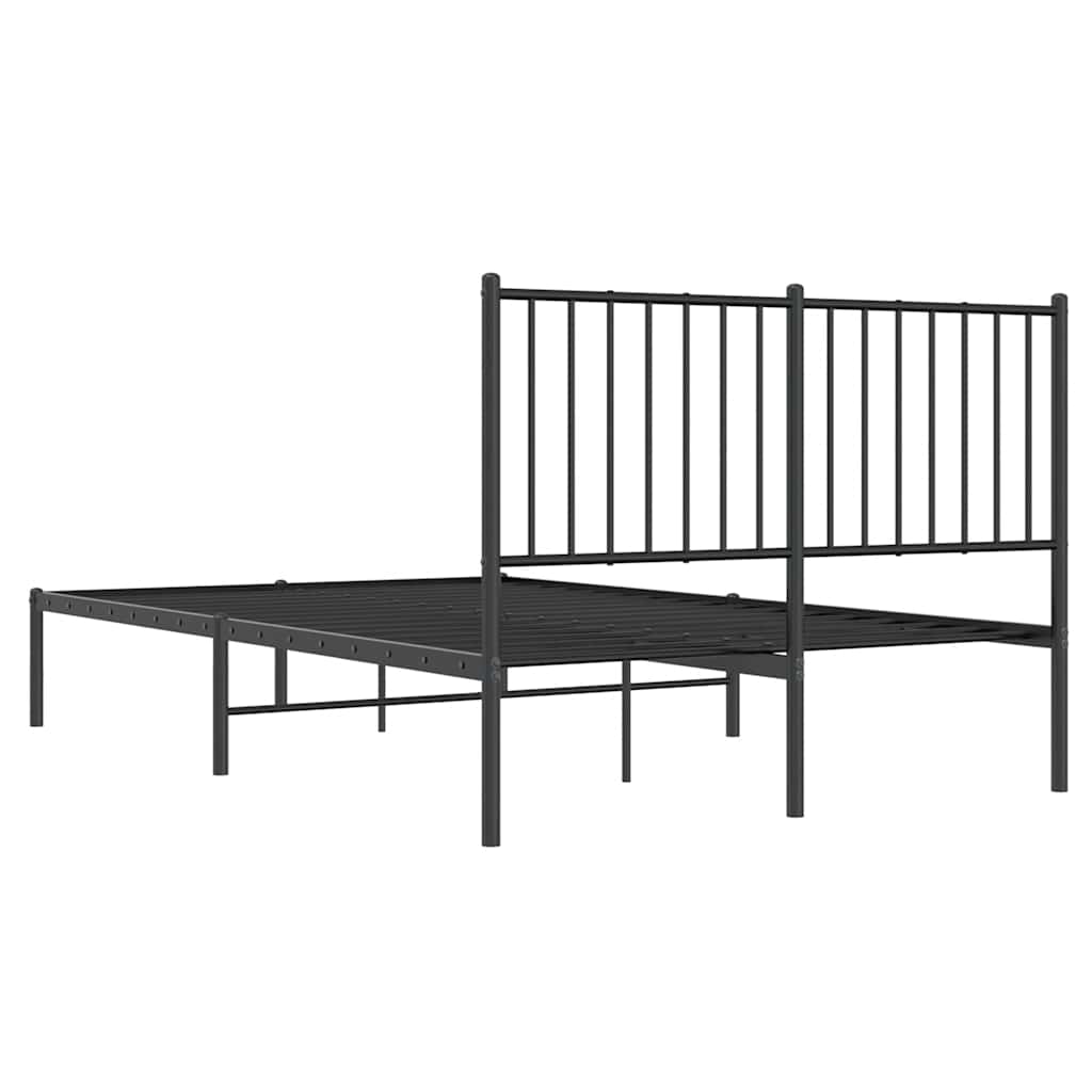 Metal Bed Frame without Mattress with Headboard Black 120x190cm