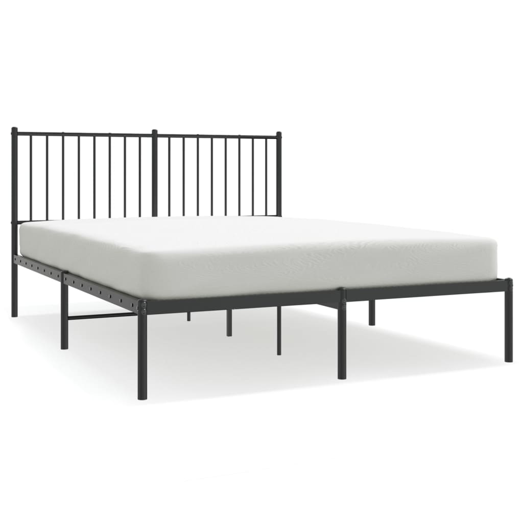 vidaXL Metal Bed Frame without Mattress with Headboard Black 140x190cm