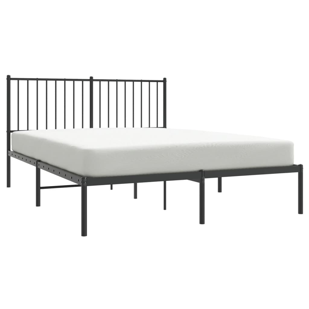 vidaXL Metal Bed Frame without Mattress with Headboard Black 140x190cm