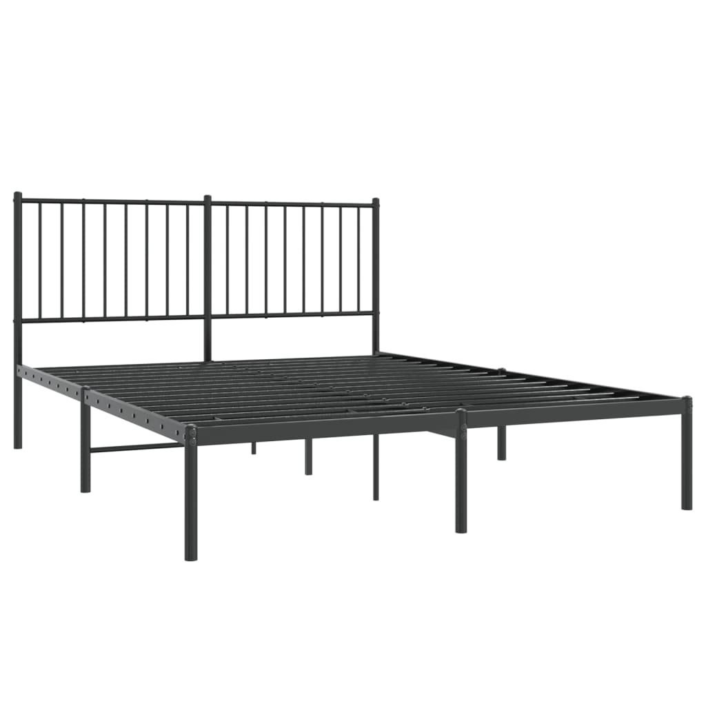 vidaXL Metal Bed Frame without Mattress with Headboard Black 140x190cm