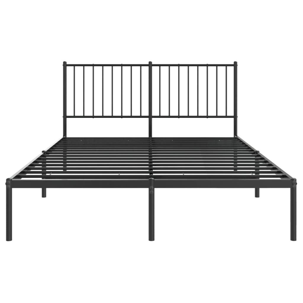 vidaXL Metal Bed Frame without Mattress with Headboard Black 140x190cm