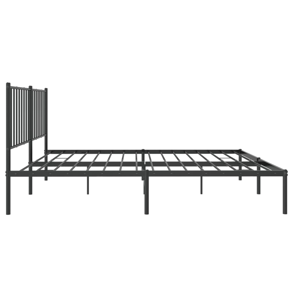 vidaXL Metal Bed Frame without Mattress with Headboard Black 140x190cm