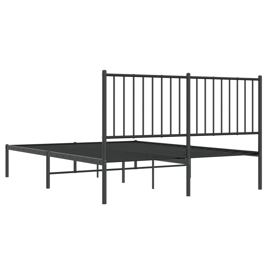 vidaXL Metal Bed Frame without Mattress with Headboard Black 140x190cm