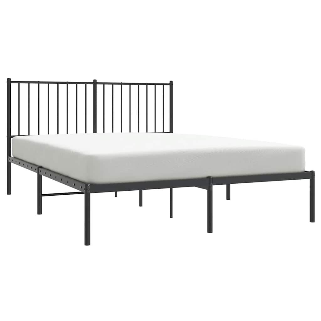 Metal Bed Frame without Mattress with Headboard Black 140x200cm