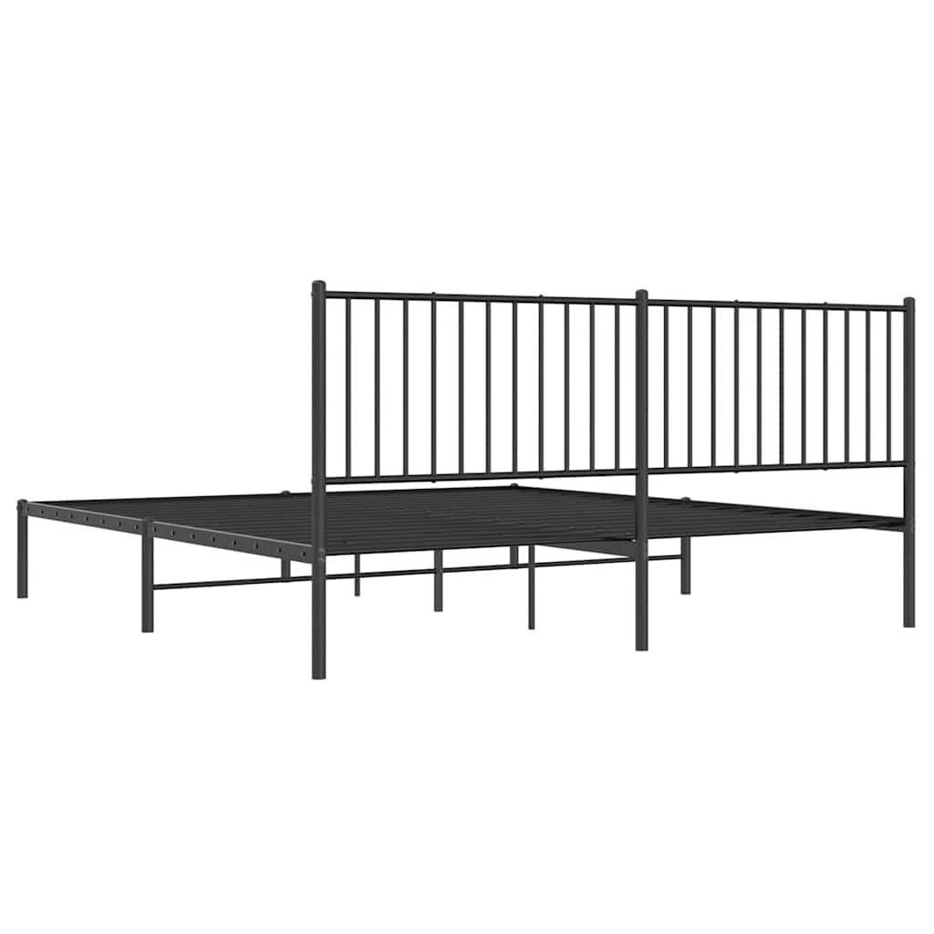 Metal Bed Frame without Mattress with Headboard Black 180x200cm