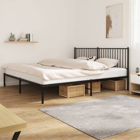 vidaXL Metal Bed Frame without Mattress with Headboard Black 200x200cm