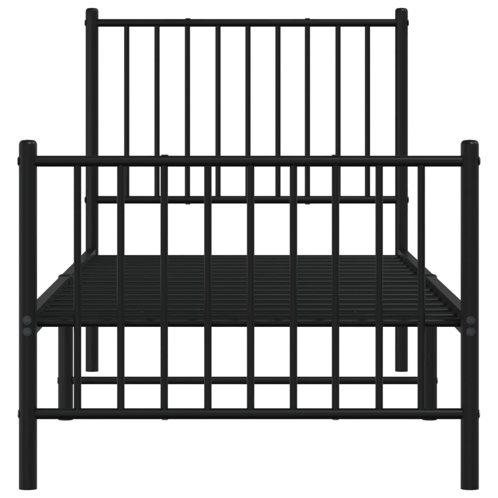 vidaXL Metal Bed Frame without Mattress with Footboard Black 75x190cm