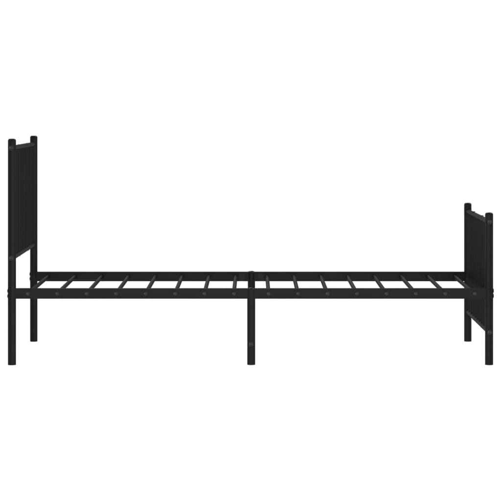 vidaXL Metal Bed Frame without Mattress with Footboard Black 75x190cm