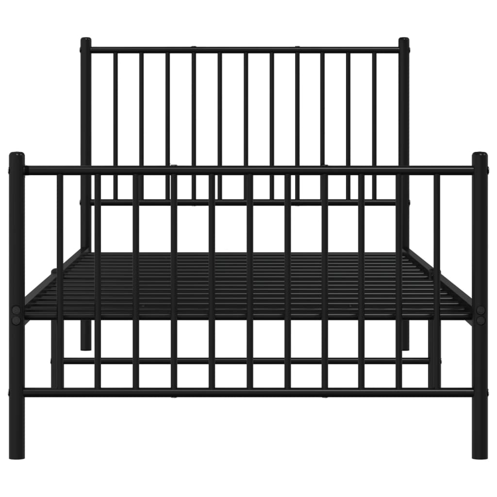 Metal Bed Frame without Mattress with Footboard Black 90x200cm