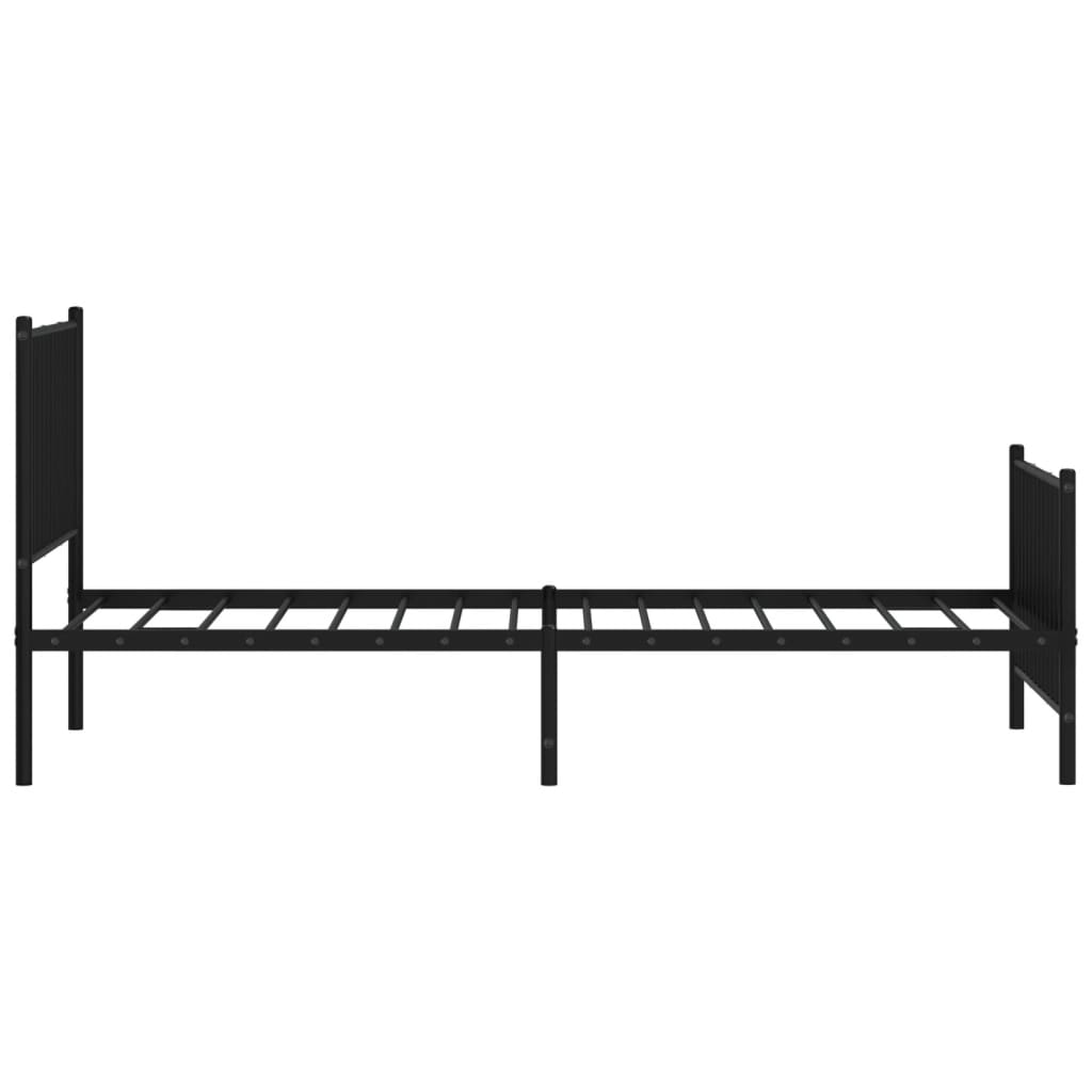 Metal Bed Frame without Mattress with Footboard Black 90x200cm