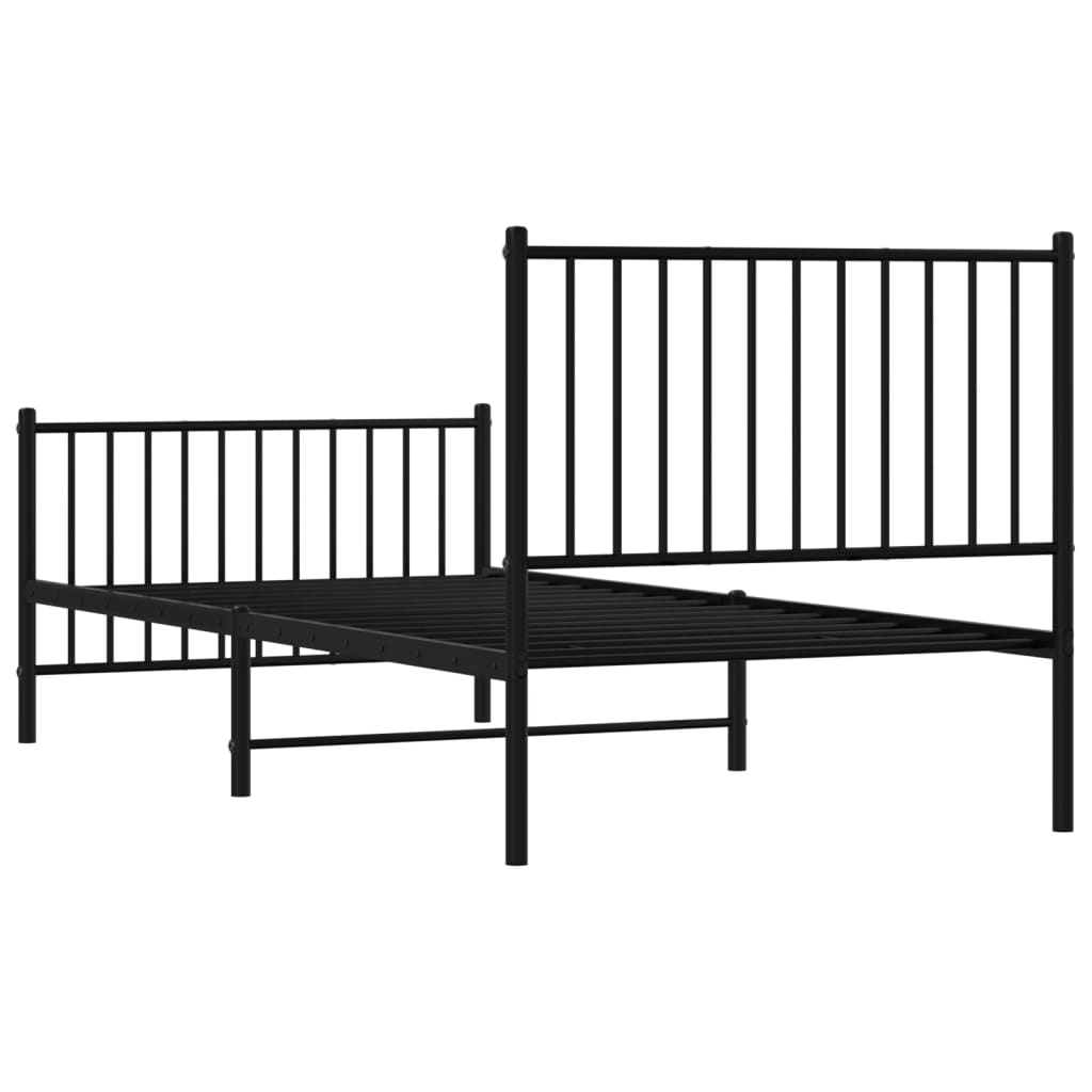 Metal Bed Frame without Mattress with Footboard Black 90x200cm